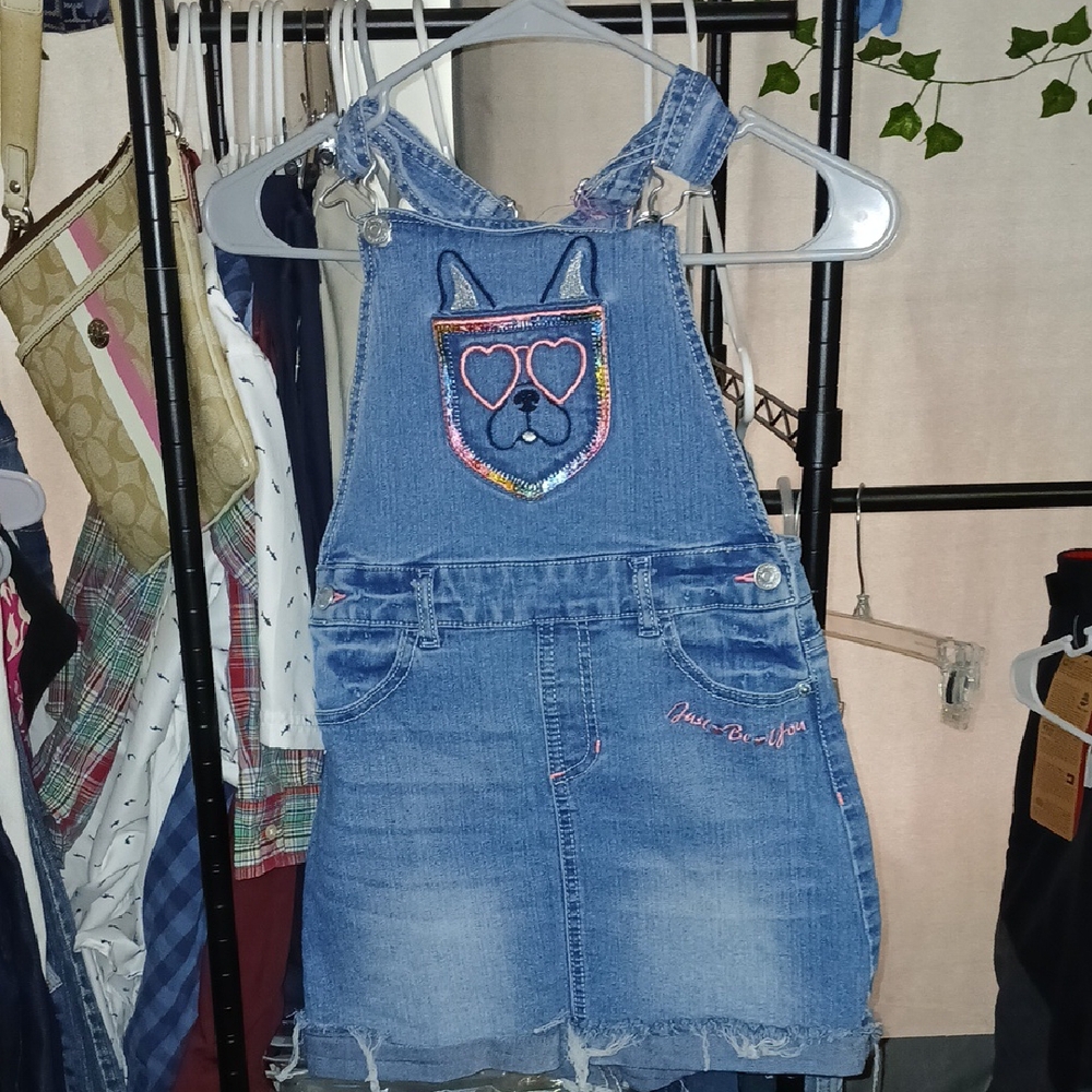Jordache Blue Denim Overalls with Butterfly Embroidery